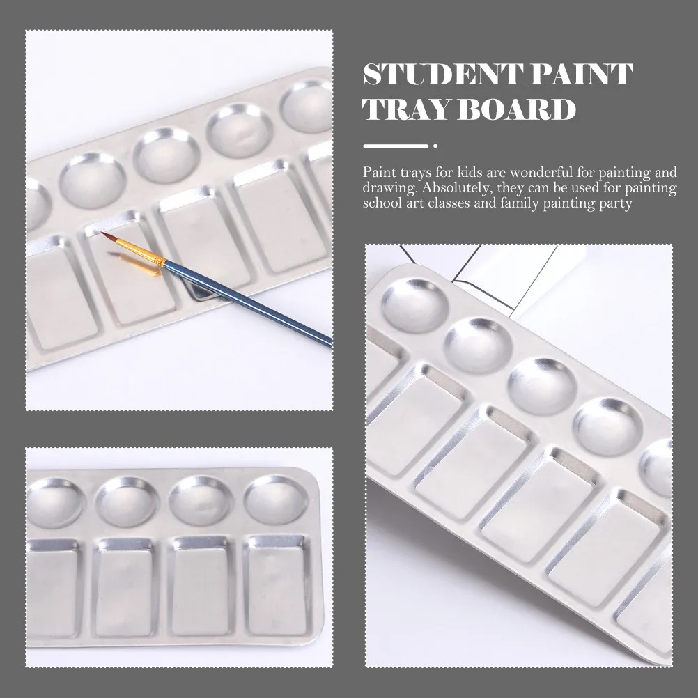 2Pcs Aluminum Paint Tray Board Portable 12 Holes Pigment Mixing Palette Painting Pallet Tool for School Art Crafts Drawing
