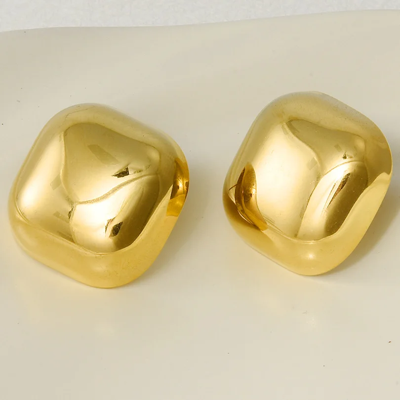 5pairs/10pcs Real Gold Plated Sunflower Square Heart Screw Thread Stainless Steel Earring For Women Puncture Rustproof Earrings