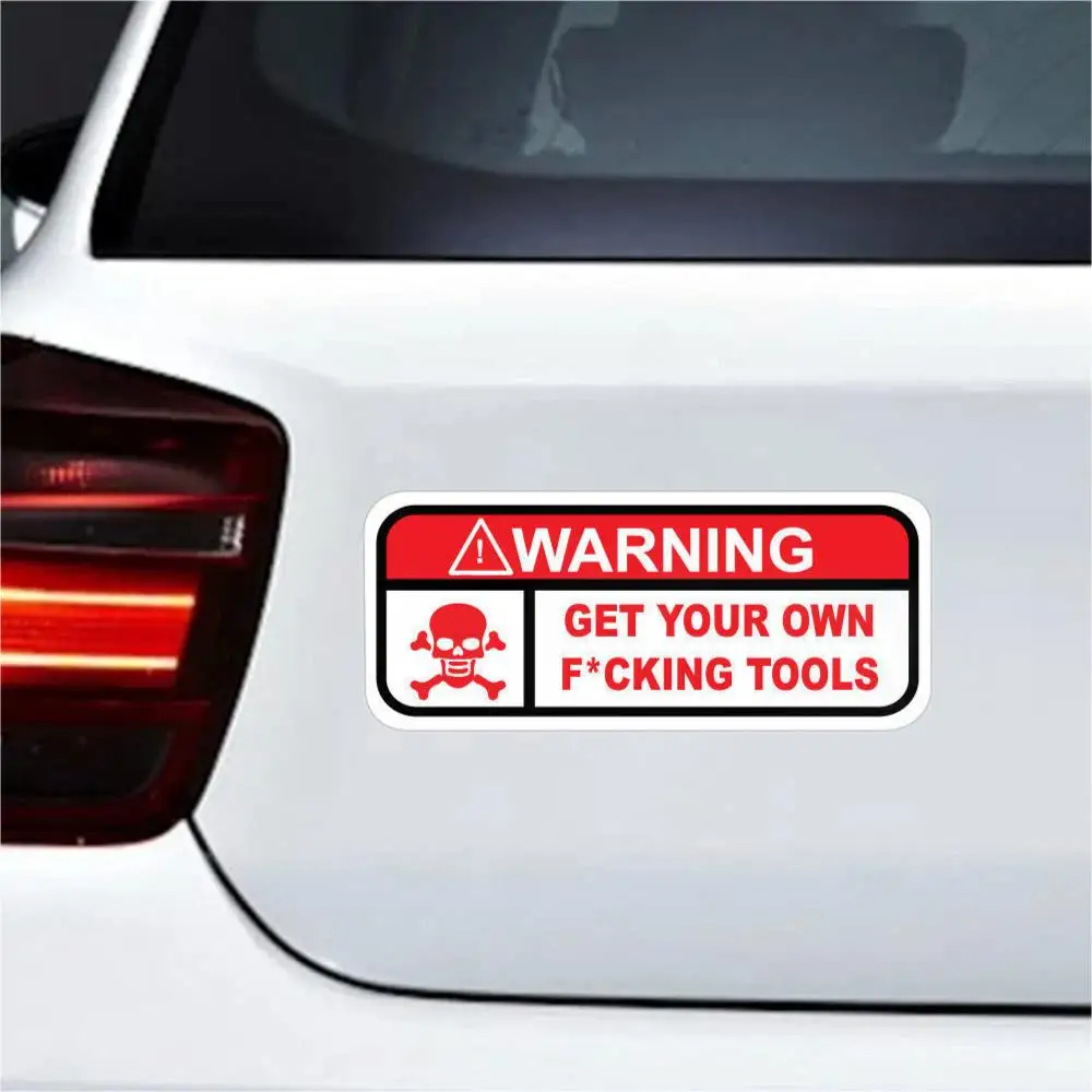 FUNNY TOOLBOX STICKER WARNING HANDS OFF MY TOOLS DANGER Scratch-Proof Sunscreen