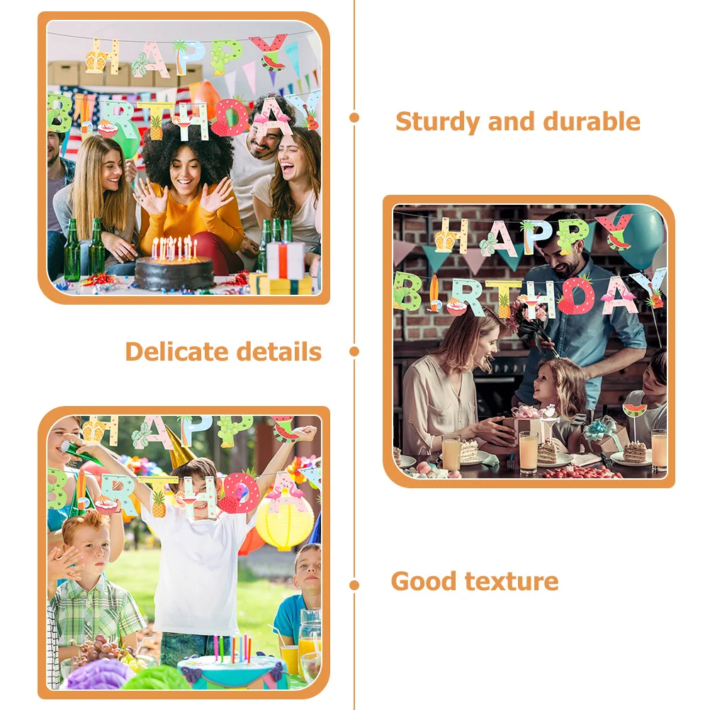 

Hawaii Paper Hanging Banner Bright Cartoon Hawaii Party Decor Birthday Supply Decorative Party Banner Birthday Accessory