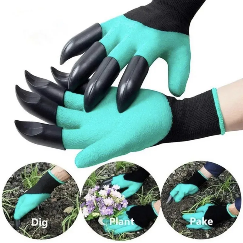 4/8 Hand Claw Digging gloves Rubber Gloves Gardening Planting Durable Waterproof Work Glove labor protection  weeding protection