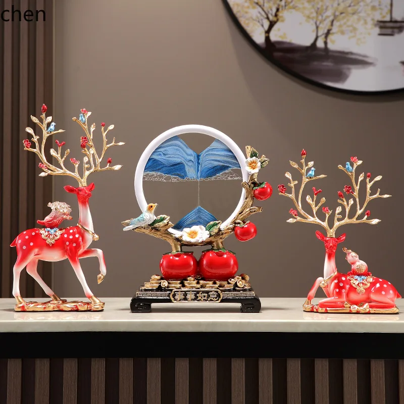 

WW15 lucky deer plum blossom deer figurine - living room tv cabinet, wine cabinet, entryway decoration - housewarming gift