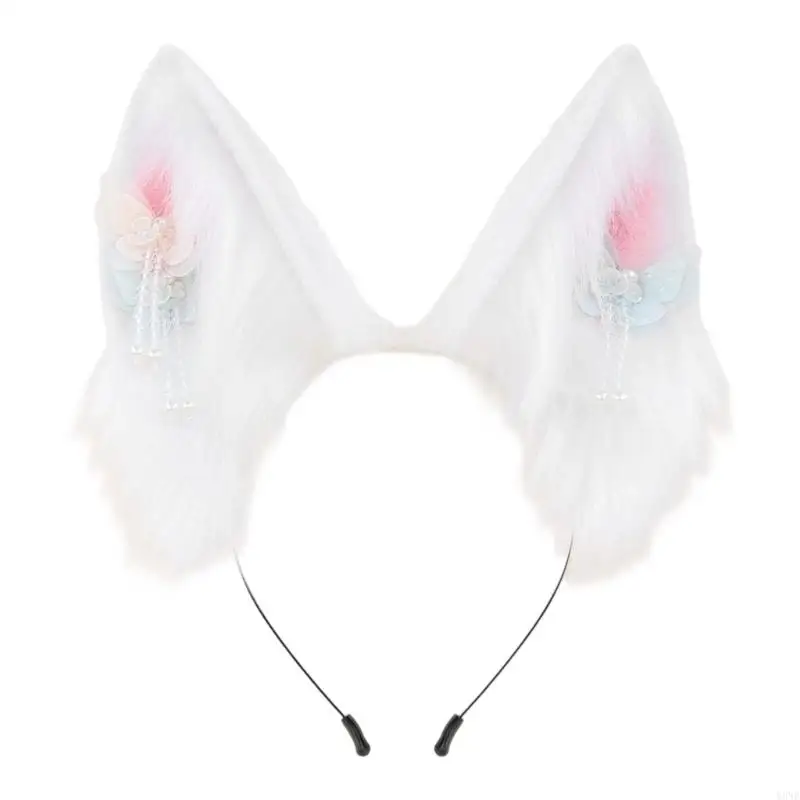 Y3ne Fux Furs Animal Cascia per capelli per eventi a tema Feste in costume morbide Accessorio per acconciatura per capelli