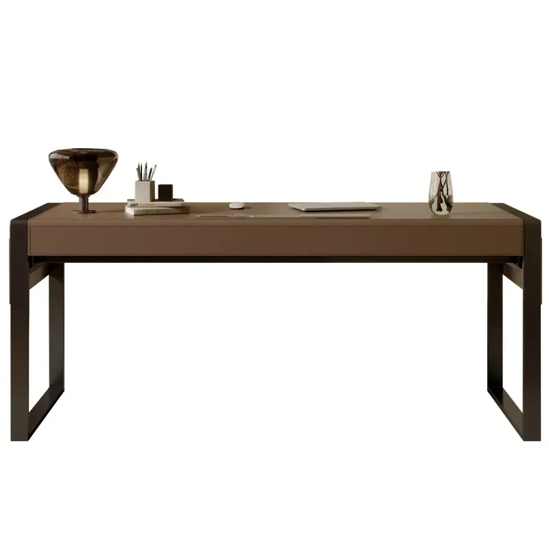 

Italian minimalist desk minimalist home study designer high-end saddle leather computer book desk writing