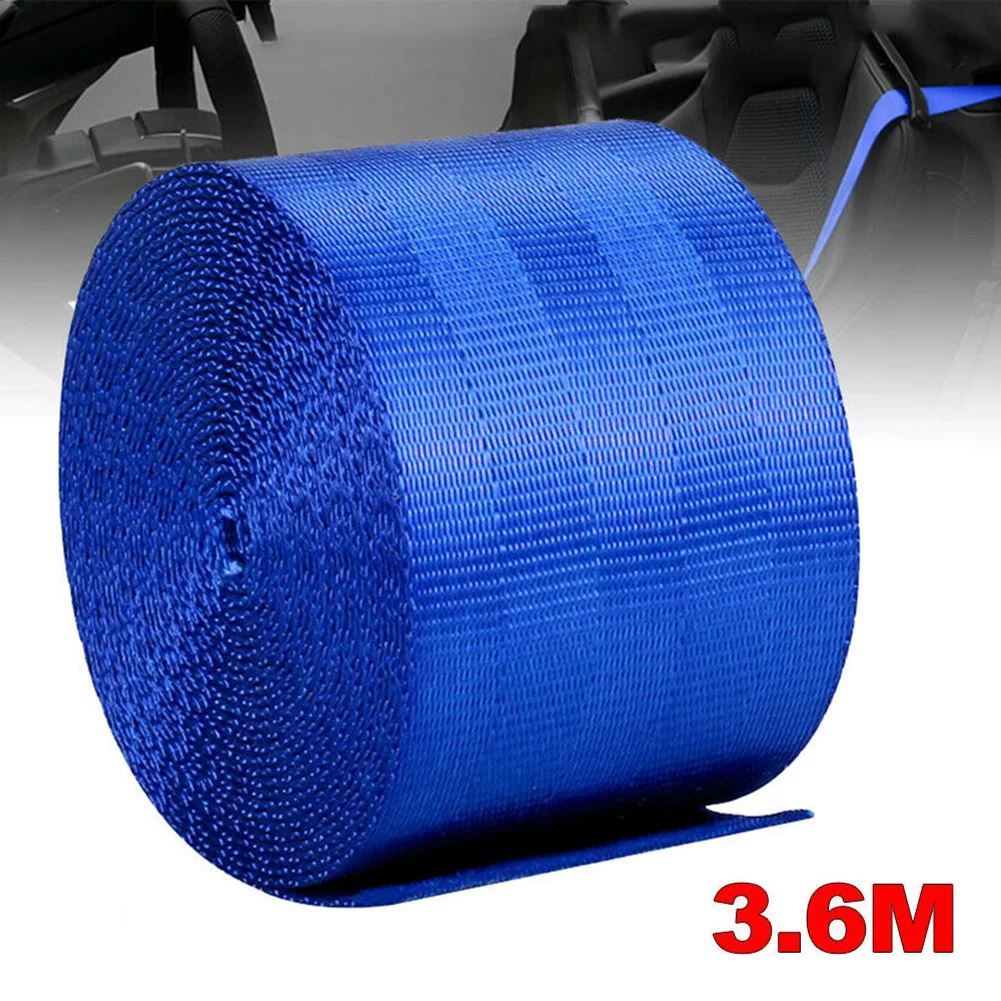 Car 3.6M Seat Belt Webbing Polyester Seat Lap Retractable Nylon Safety Strap Cargo Straps Harnesses Canoe Seats Climbing