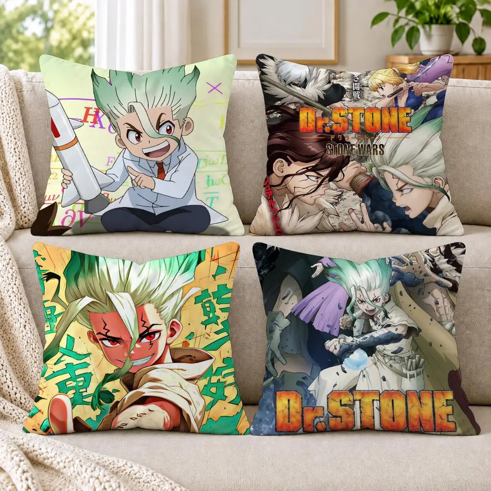 Anime D-Dr.S-STONE Cushion Cover Short Plush Double-Sided Printing Sofa Bedroom Living Room Throw Pillow Cover Home Decor
