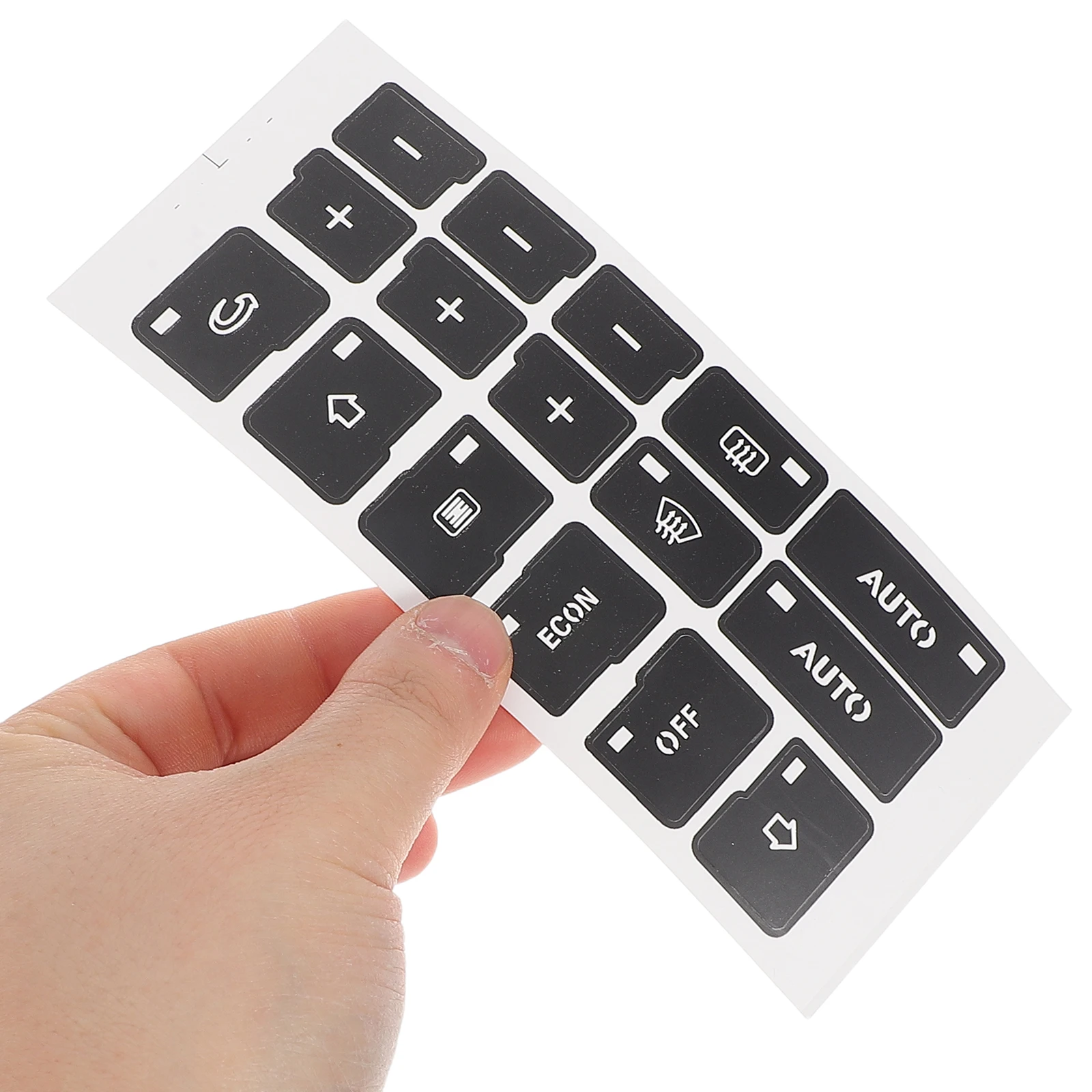 

2pcs Car Interior Stickers Durable Fade Resistant Peel Stick Repair Worn Dashboard Buttons Stylish Design For Car Center Console