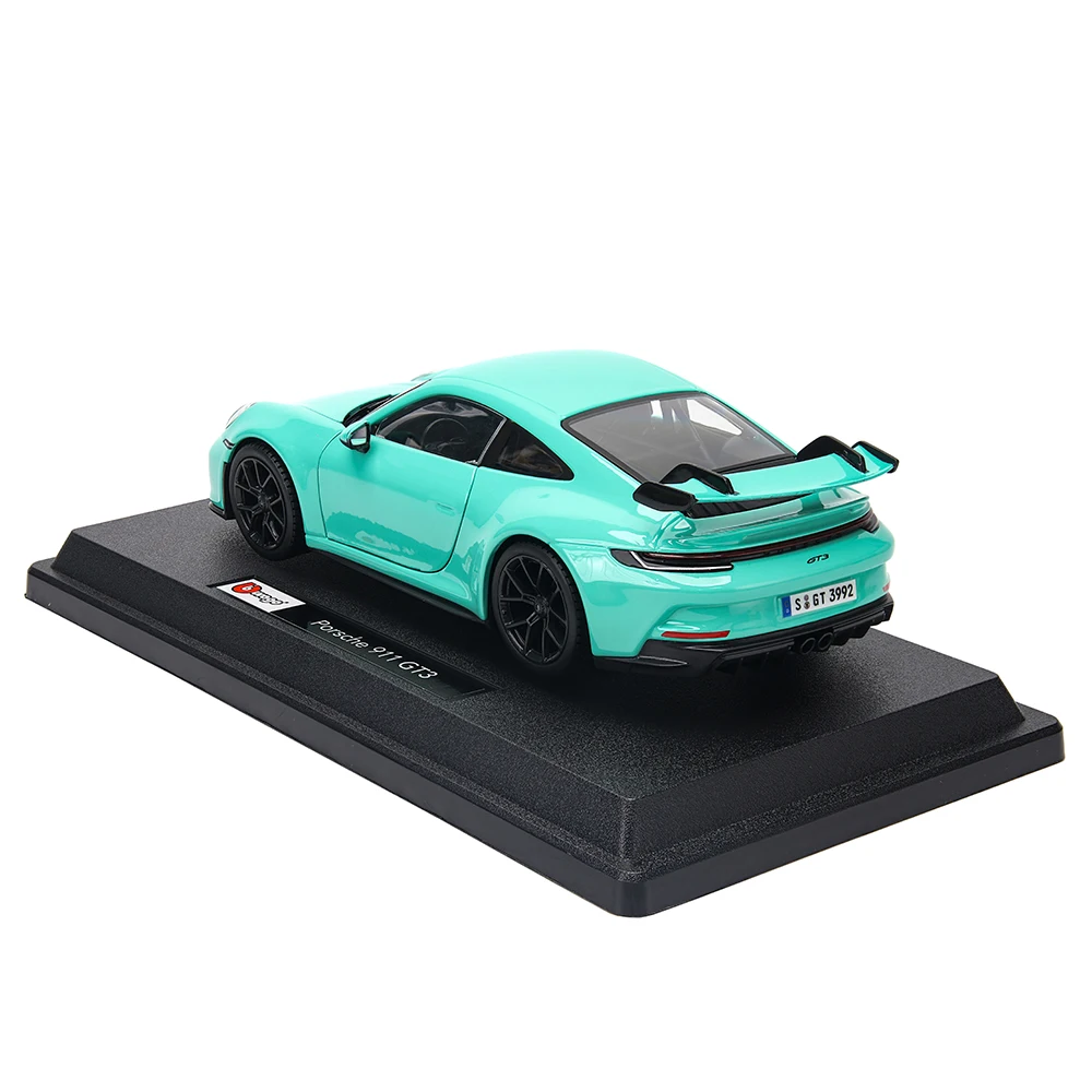 Bburago 1:24 포르쉐 911 GT3 형광 녹색 회색 합금 럭셔리 차량 다이캐스트 자동차 모델 장난감 컬렉션 선물, 생일 선물