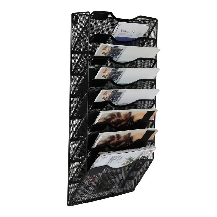

Настенный органайзер для файлов с 8 карманами из сетчатого материала, подвесной держатель для бумаг с этикетками для классификации, вертикальный настенный органайзер для почты для офиса