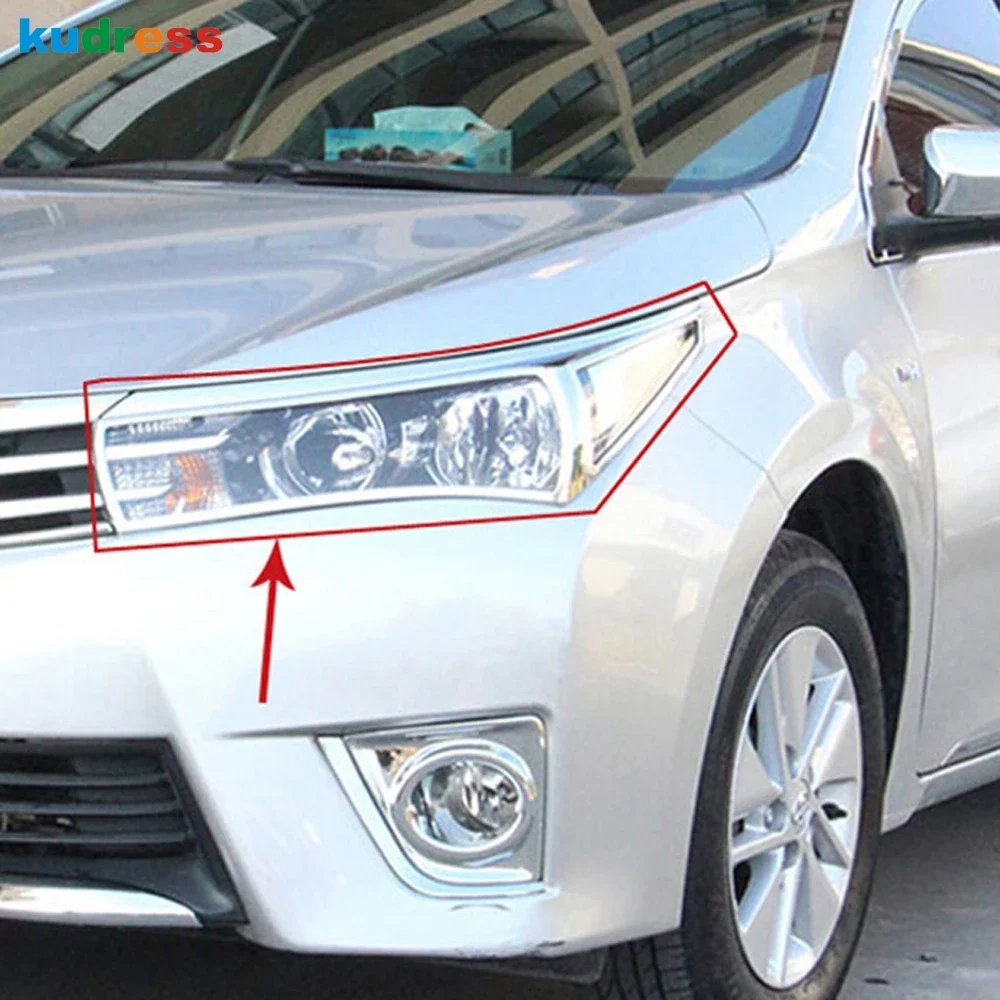 Front Head Light Lamp Cover Trim For Toyota Corolla E170 2014 2015 Chrome Car Headlight Frame Trims Accesories (Not For US Car)