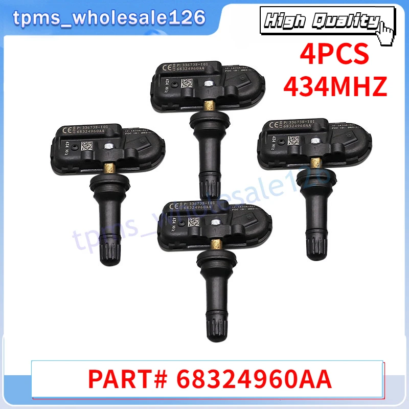 4PCS Tire Sensor TPMS 434MHZ 68324960AA For 2014-2018 RAM 1500 2500 3500 Jeep Cherokee Tyre Pressure Monitor System 68239720AA