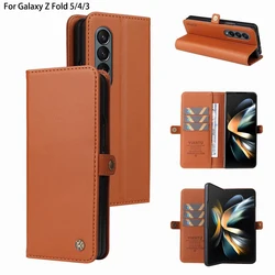 Cover Case For Samsung Galaxy Z Fold 5 4 3 Leather Wallet Magnetic Buckle Flip Phone Case For Samsung Z Fold 5 Zfold 5 4 3 Coque