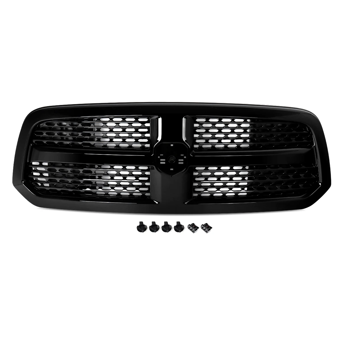 For Dodge RAM 1500 Laramie 2013-2018 Front Grills Bumper Grills Upper Grille Hood Mesh Grills Air Inlet Grid Grille Glossy Black