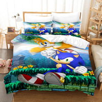cartoon Sonic  3D Printed Duvet Cover Pillowcase Bedding Set Twin Full Queen King Size for Bedroom Decor Boys Gift
