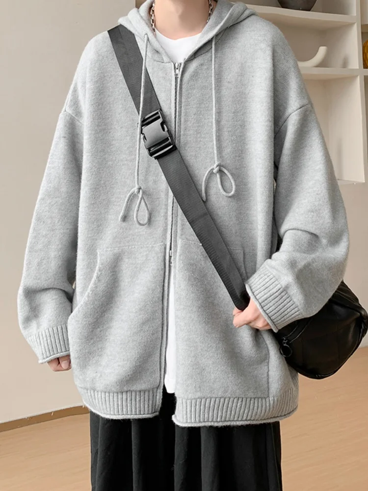 

Men's Autumn Winter Hooded Knit Cardigan Loose Fit Comfortable Soft Polyester Nylon Long Sve Casual Sle Faionable Sweater