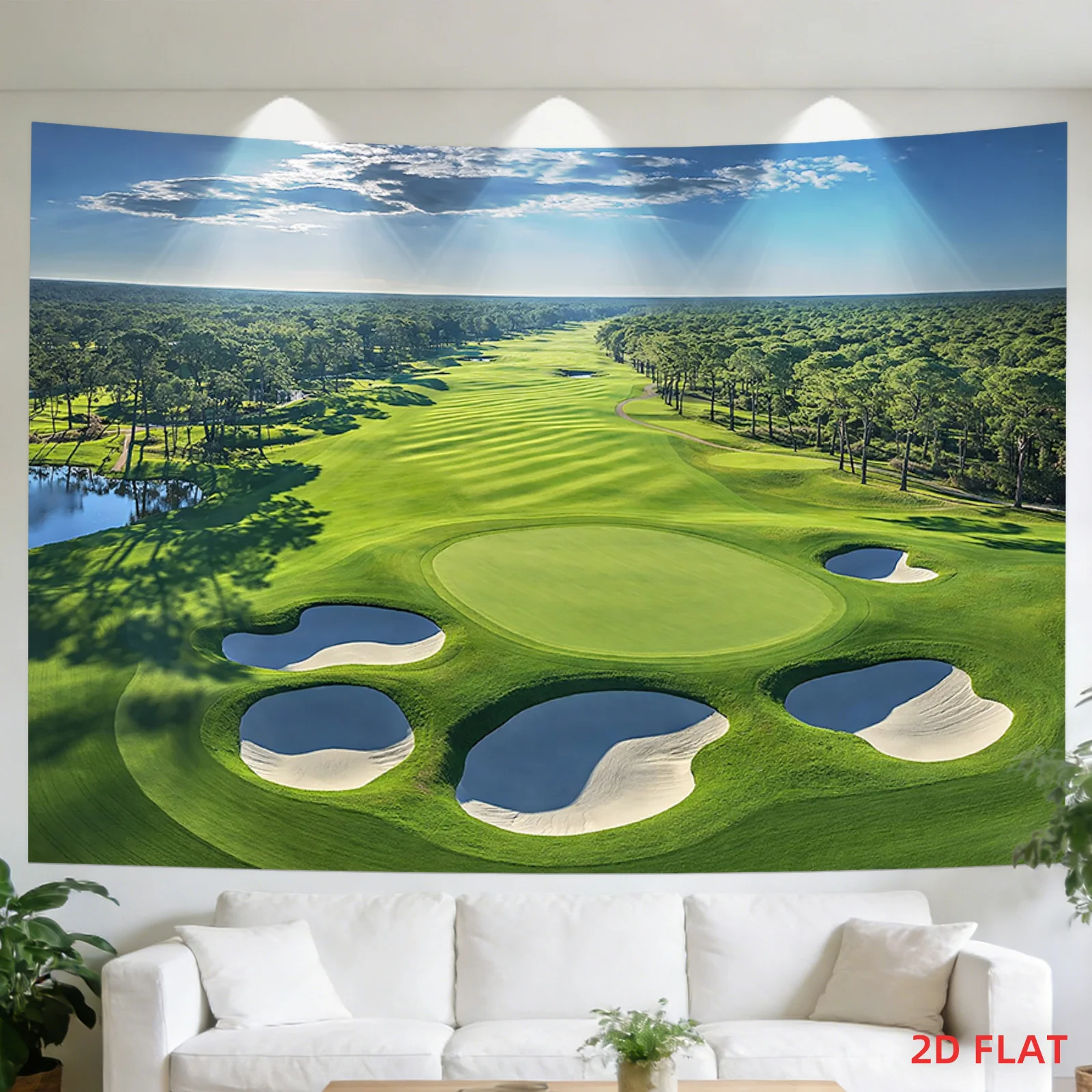 Golf Course Tapestry Polyester Wall Hanging Greens Sand Traps Water Hazards Living Room 180x280cm aesthetic room decor