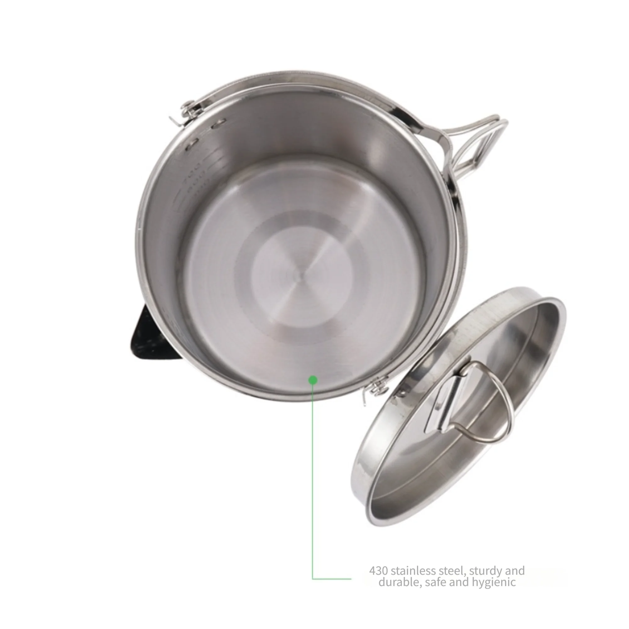 Camping Cooking Handle - Tragbarer Campingkessel aus Edelstahl, 1,2 l,