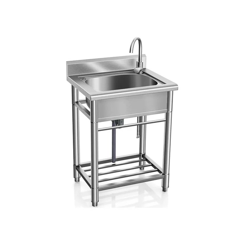 Drainage Single Bowl Kitchen Dish Storage Rack Sink Stainless Steel Commercial Multifunctional Sink