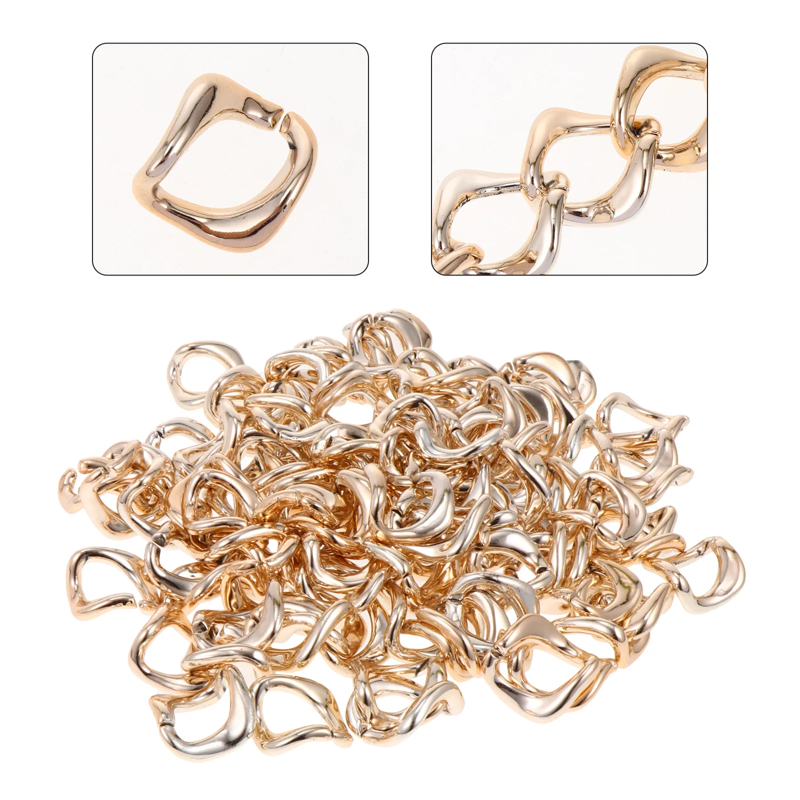 

100pcs Chain Buckle Accessories Rose Gold Plastic Chains Durable Diy Jewelry Making Hip Hop Twisted Electroplating Buckle