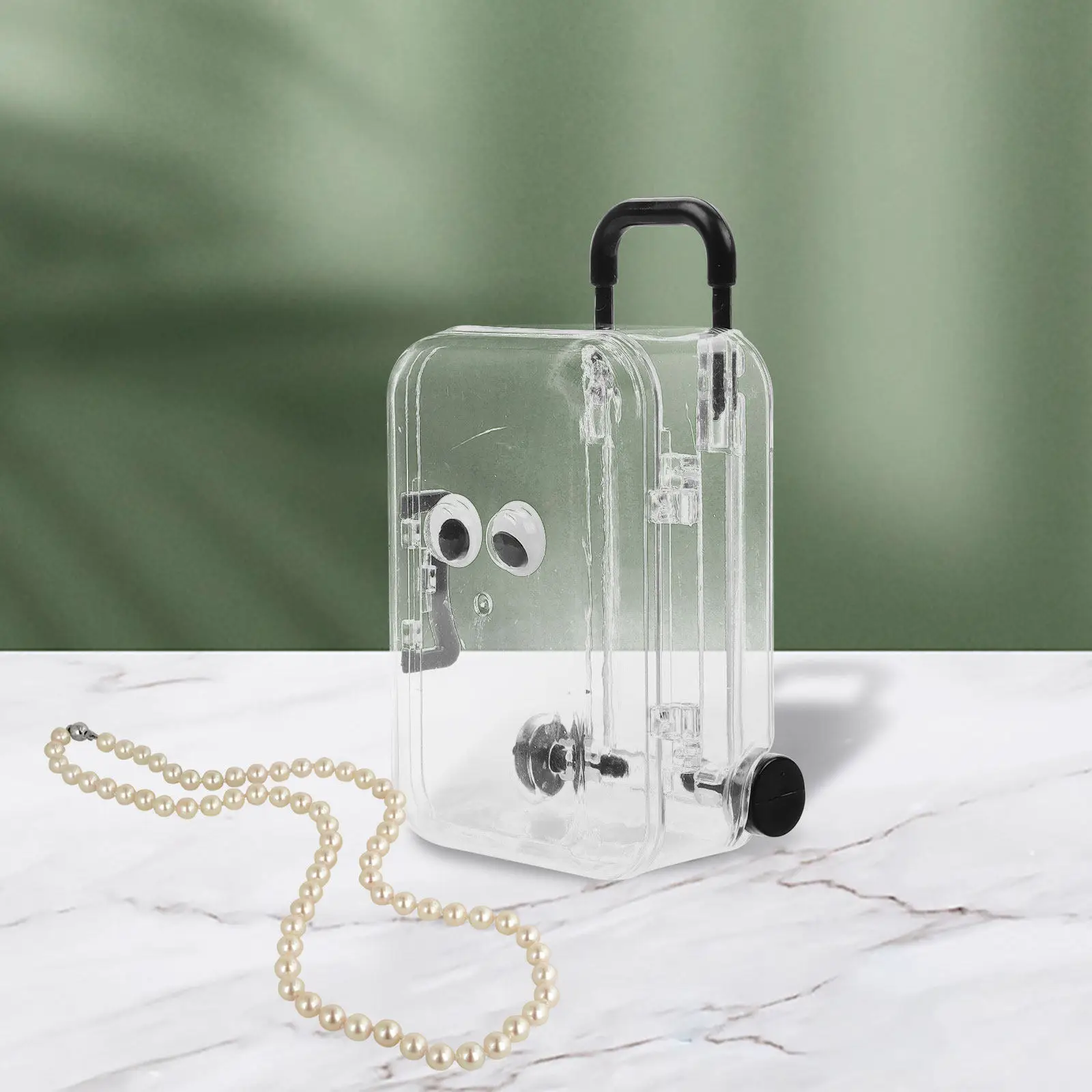 

6Pcs Portable Luggage Style Jewelry Case Compact Clear Plastic Box for Ring Studs Travel Home Organization Vanity Accessory