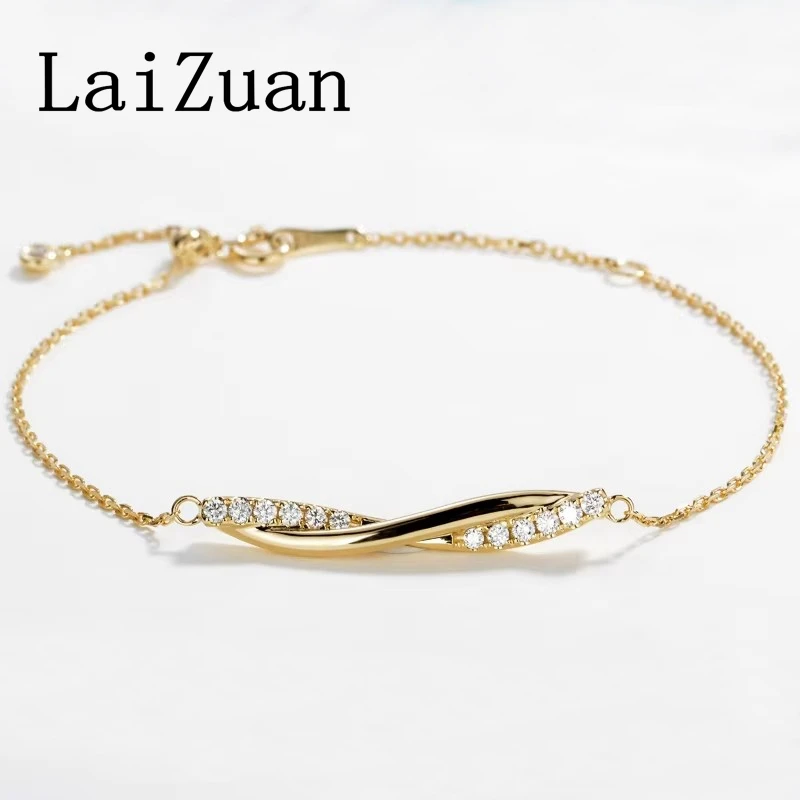 LaiZuan Solid 18k AU750 Yellow Gold Natural Diamond Bracelet For Women Diamonds Classic Trendy High Quality Fine Jewelry Gift