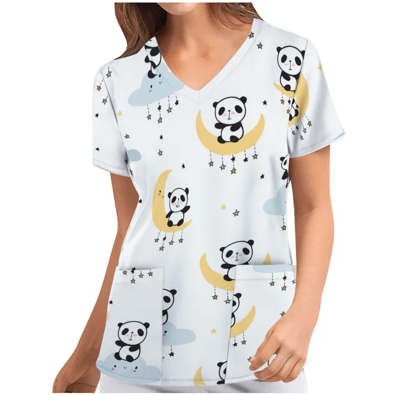 Новая докторская одежда для мытья рук, мультяшная одежда для медсестер с 3D принтом, женская защитная рабочая одежда, рабочая одежда для хирургической комнаты