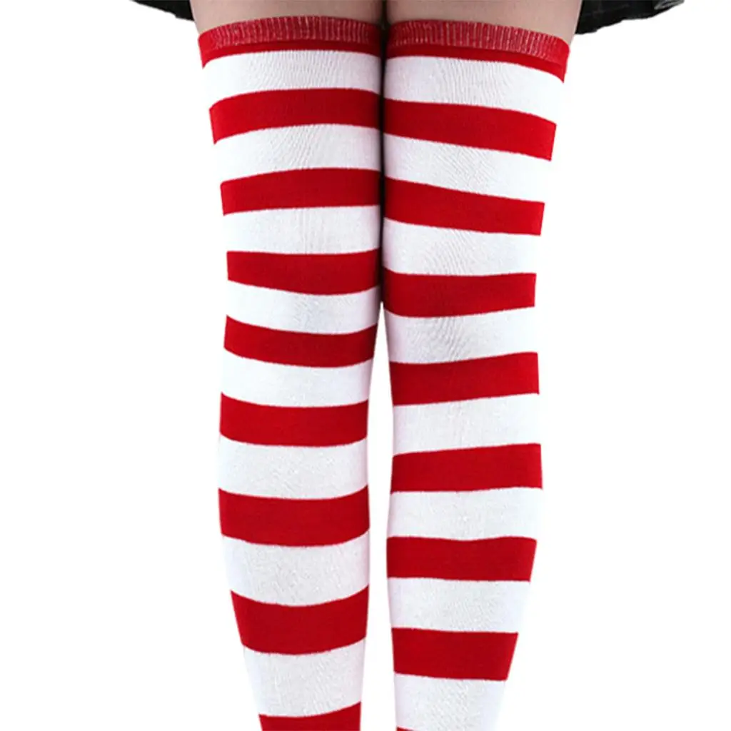 جوارب مخططة جوارب الفخذ العليا ملابس يومية جوارب السيقان جوارب طويلة فوق جوارب طويلة لجميع القديسين زي حفلة النساء الفتيات