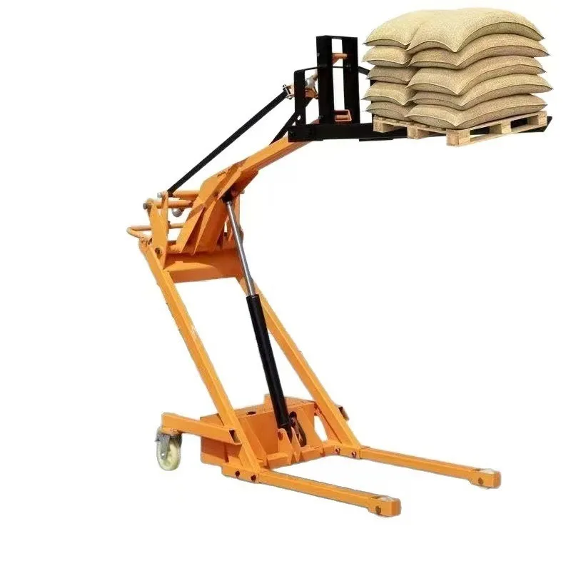 Multifunctional jib hand-push crank arm electric truck Foldable loading and unloading truck Mobile hydraulic forklift