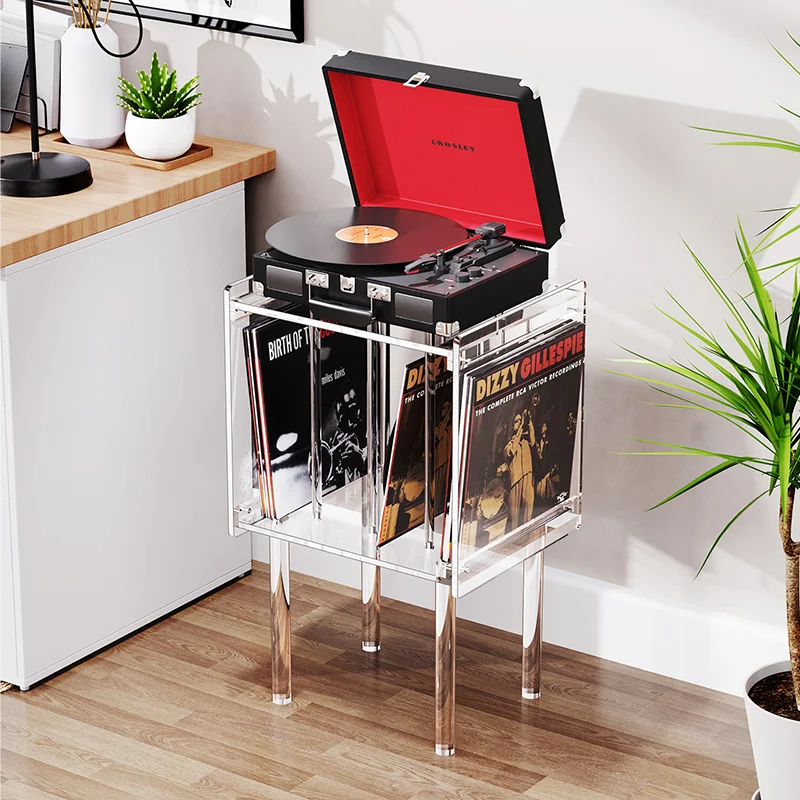 Acrylic vinyl record player rack creative CD record storage rack retro simple magazine rack sofa edge