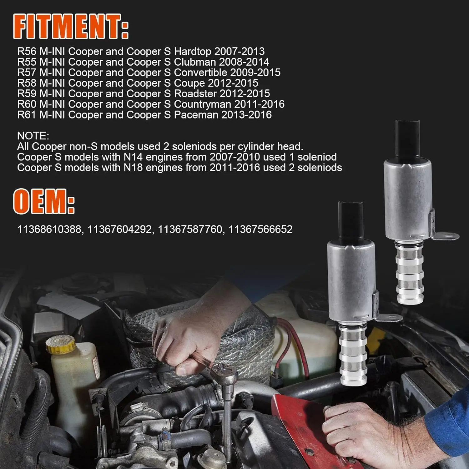 

11367604292 Электромагнитный клапан регулировки фаз ГРМ (VVT) для Mini Cooper 2002-2015, для Cooper Countryman, для Cooper Paceman 1.6L