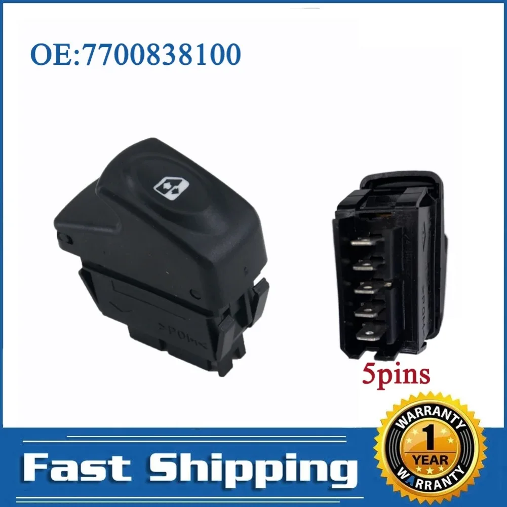 5Pins Electric Window Control Switch Console Lifter Button Replacement Parts For Renault Clio II Kangoo Express 1998 - 2012