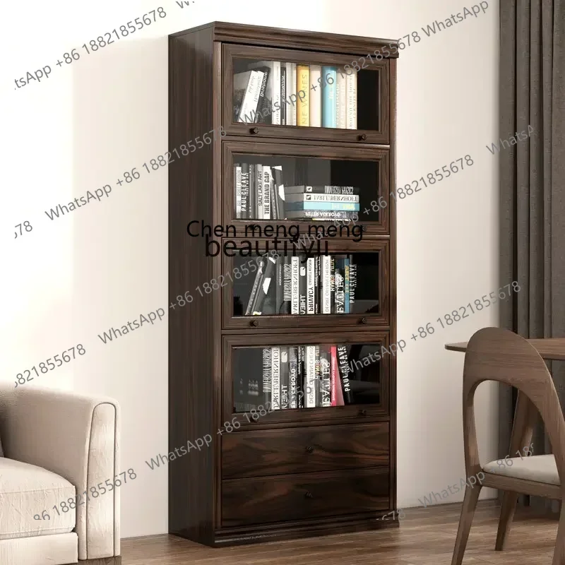 D178  Y CXH Storage Cabinet Simple Modern Bookcase Assemblage Zone Glass Door Drawer Narrow Bookshelf