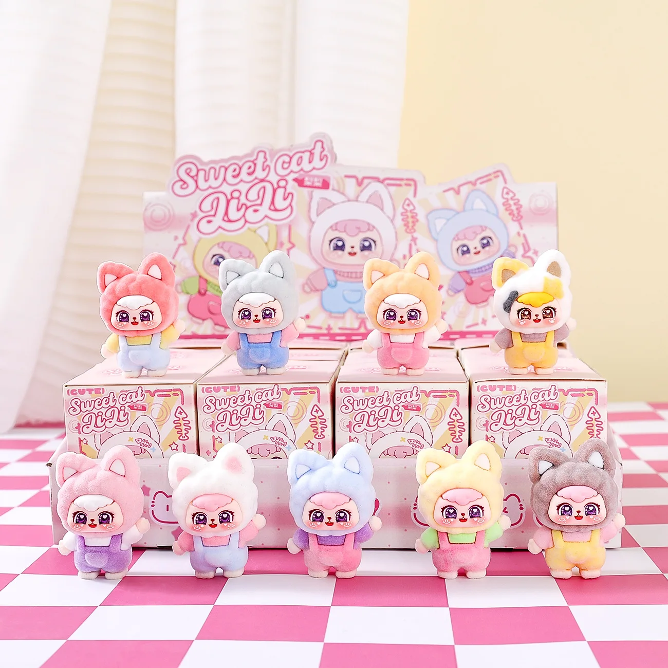 6/12pcs For Sweet Cat Blind Box Cartoon LiLi Cat Action Figure Toy PVC Model Doll Fans Children Gift