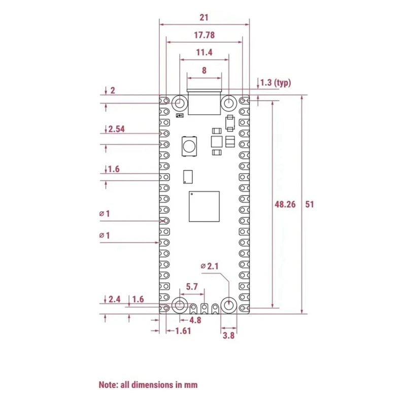 Per Raspberry Pi Pico 2-M Scheda di Sviluppo RP2350 Microcontrollore ARM Cortex-M33 Hazard3 RISC-V Saldatura Spille Intestazione