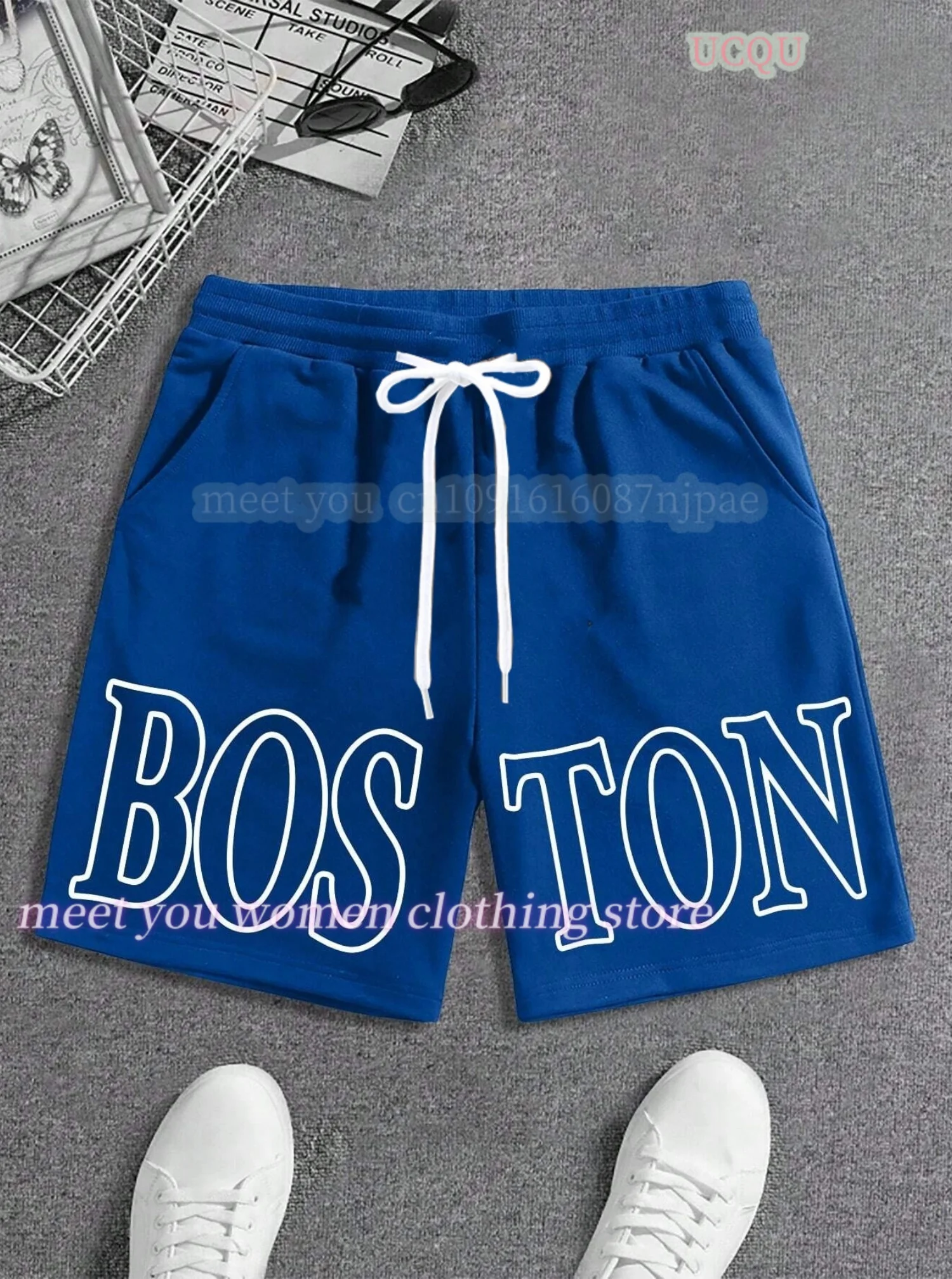 Women man Summer casual  Shorts Lertters BOSTON Print Men Women Gym Shorts casual couple  Trunks men Shorts