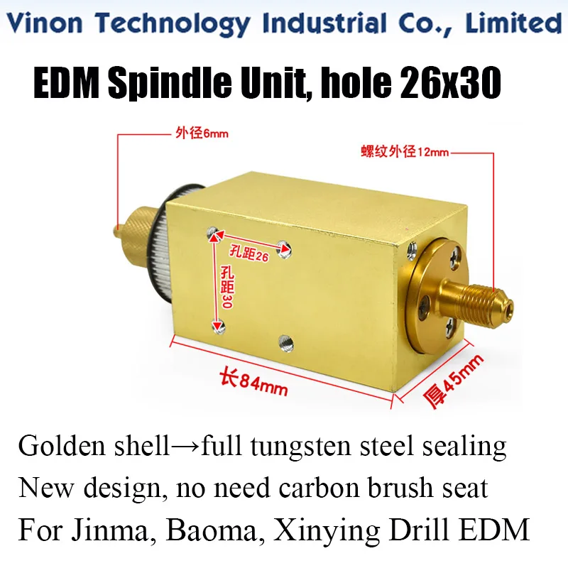 

EDM Spindle unit (full or half tungsten steel sealing), hole distance 26x30mm for Jinma, Baoma, Xinying Drill EDM Machines