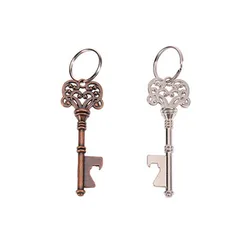 Key Shape Zinc Alloy Copper Silver Bottle Opener Key Chain Key Ring Beer Bottle Can Opener Unique Gift Home Kitchen Accessory