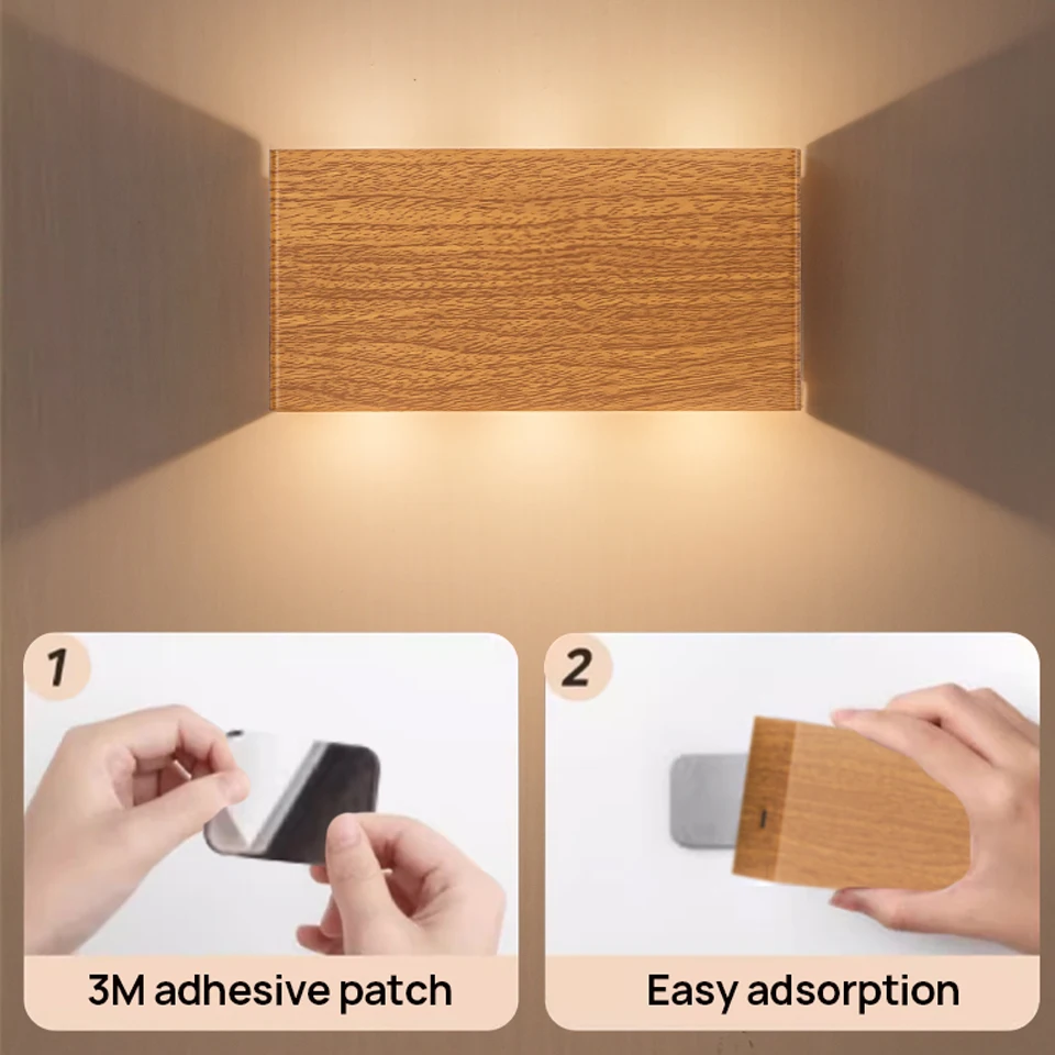 6W Wireless Portable LED Wall Lamp Touch Dimming Wall lights Type-C Charging Night Light Bedside Stairside Corner Decor 3 Colors