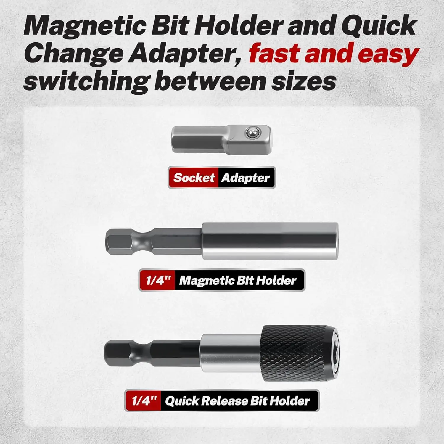 مجموعة لقم مفك براغي رئيسي مكونة من 208 قطعة، لقم مفك براغي سداسية مقاس 1/4 بوصة، مفك صامولة ومجموعة لقم أمان