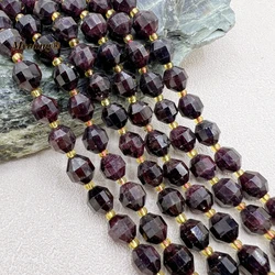 10MM Natural Stone Red Garnet Faceted Round Beads For Jewelry Making DIY Bracelet Necklace MY230770