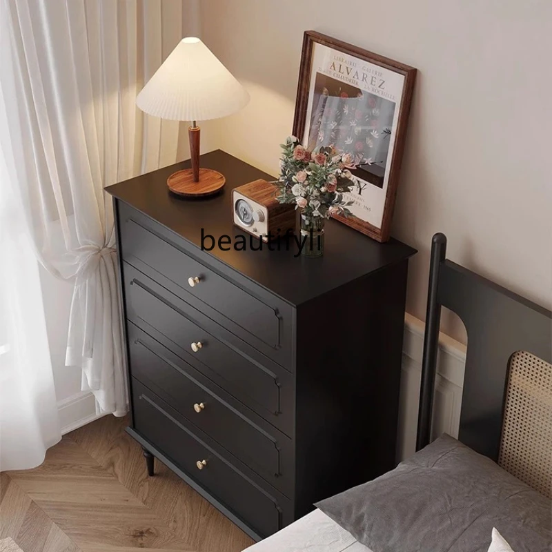 

American Retro Bedroom Large Capacity Five-Drawer Chest of Drawers Storage Chest Bedside Solid Wood Chest