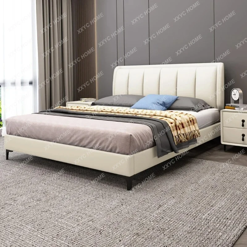 XX  Leather Bed 2x2.2 Meters Queen Bed 2000 × 2200 By Two Meters Two Double Beds Modern And Simple