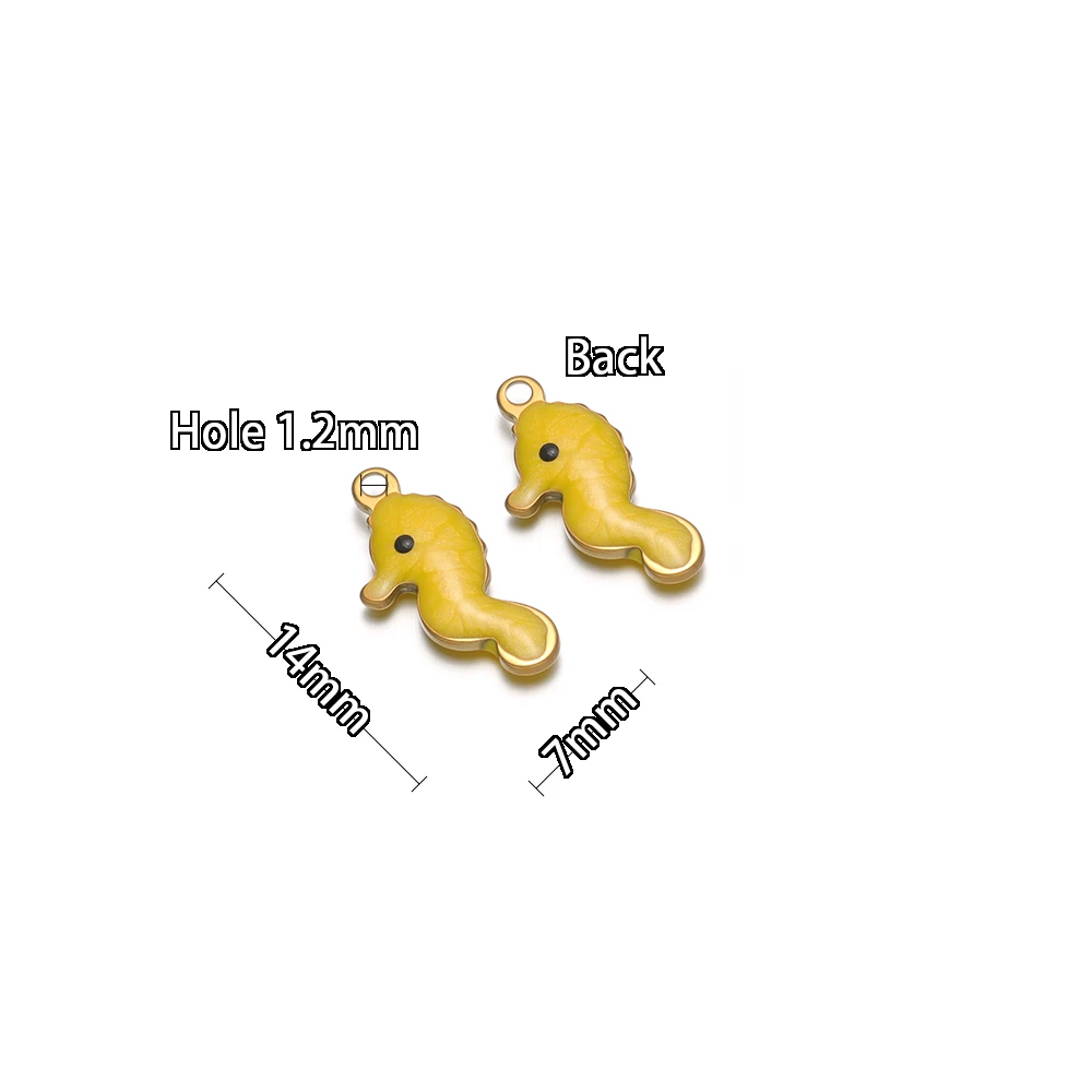 20 Stück Edelstahl Goldfarben Kleine Seepferdchen-Charms mit Emaille für Mädchen, für DIY-Schmuck, Halsketten, Anhänger, Armbänder und Zubehör – Detail 3