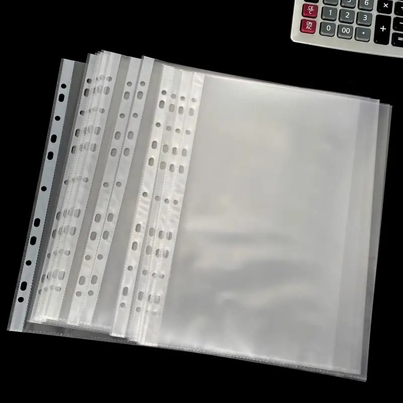 novo-kit-com-100-pastas-plasticas-transparentes-a4-compativeis-com-fichario-de-3-argolas-e-11-furos-protetores-de-documentos-duraveis-em-pp-para-escritorio-escola-e-casa