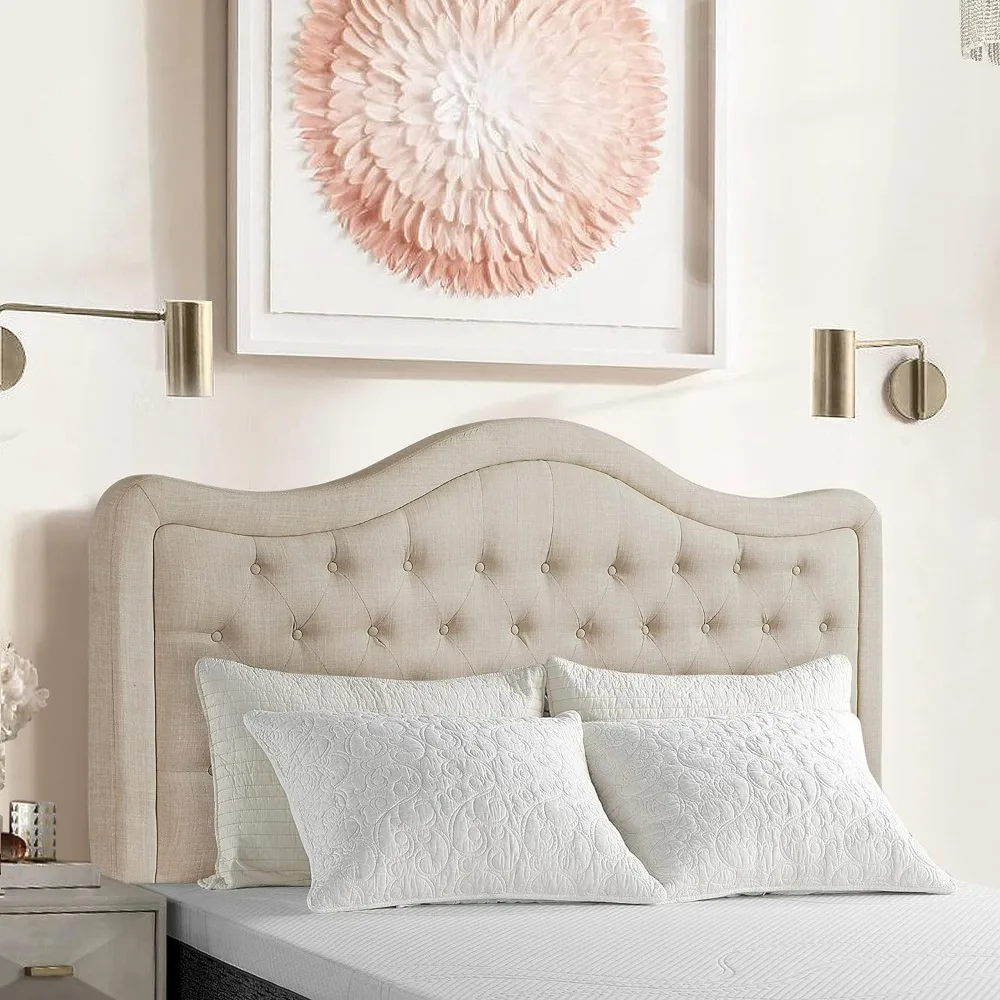 Headboards,Polyester Tufted Button Contemporary Adjustable Headboard For Bed, King Headboard