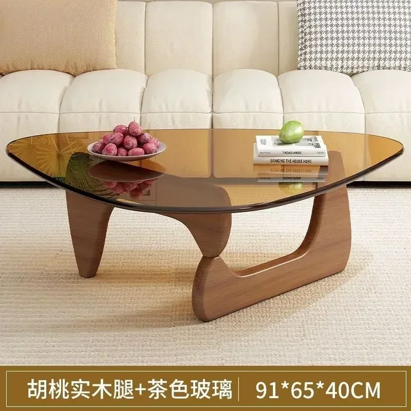 Mesa de centro transparente minimalista nórdica, mesa de centro de cristal para sala de estar, muebles de madera maciza de lujo, mesa de centro