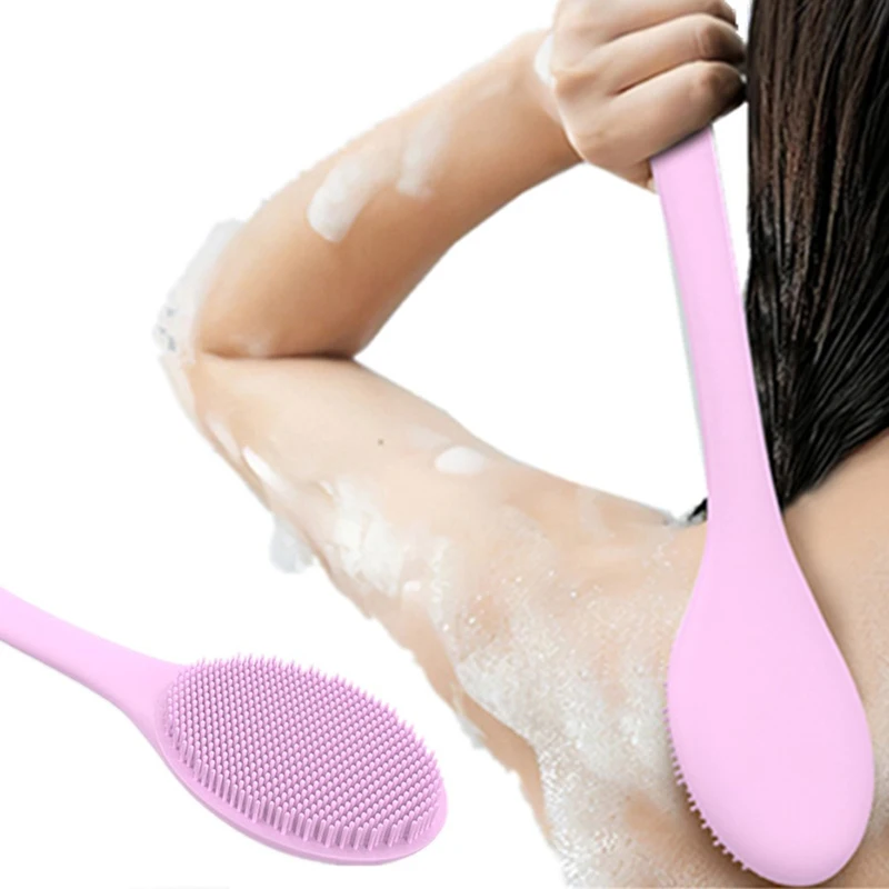 Silicone Back Scrubber Long Handle Body Scrubber Light Easy-to-Hold Shower Brush For Skin Cleaning Exfoliating