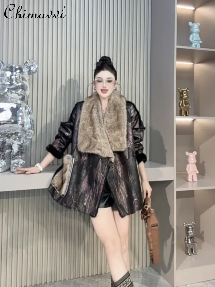 2025 겨울 신상 유럽산 밍크 퍼 양털 코트 여성용 고급 패션 중간 길이 턴다운 칼라 스웨이드 퍼 재킷