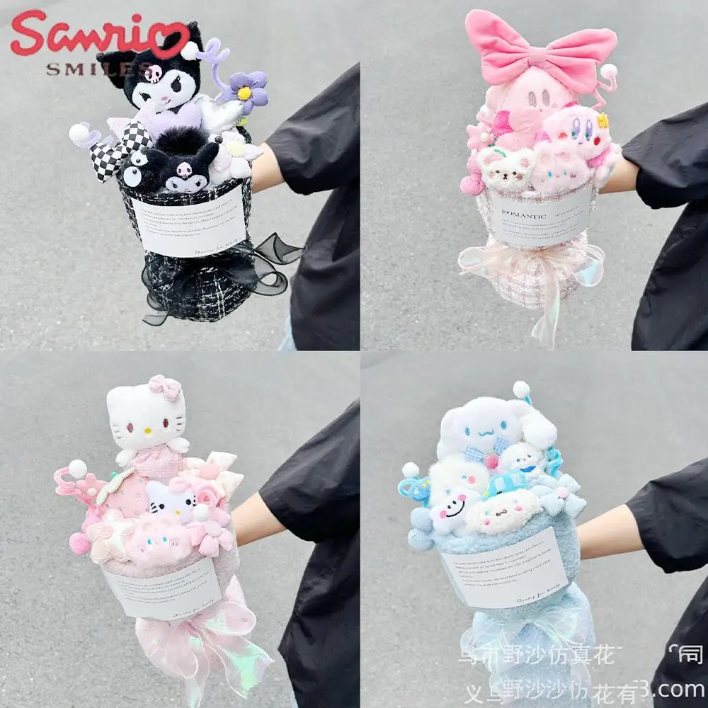 Sanrio Hello Kitty Cinnamoroll Plush Doll Bouquet Kuromi Kawaii Cartoon Cute Bouquet Student Birthday Girlfriend Festival Gift