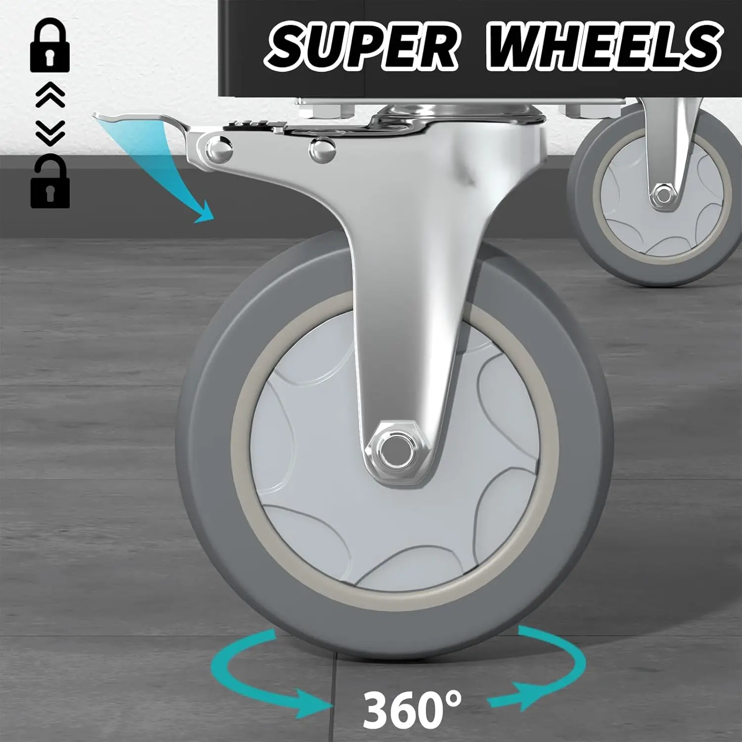 7-MELTool-Coffre à roulettes, boîte à outils roulante en métal avec roues, verrouillage à clé, égouts de proximité de grande capacité